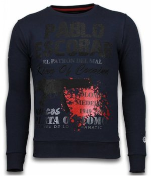 Local Fanatic Sudaderas - Pablo Escobar Rhinestone Sudaderas hombre - Azul