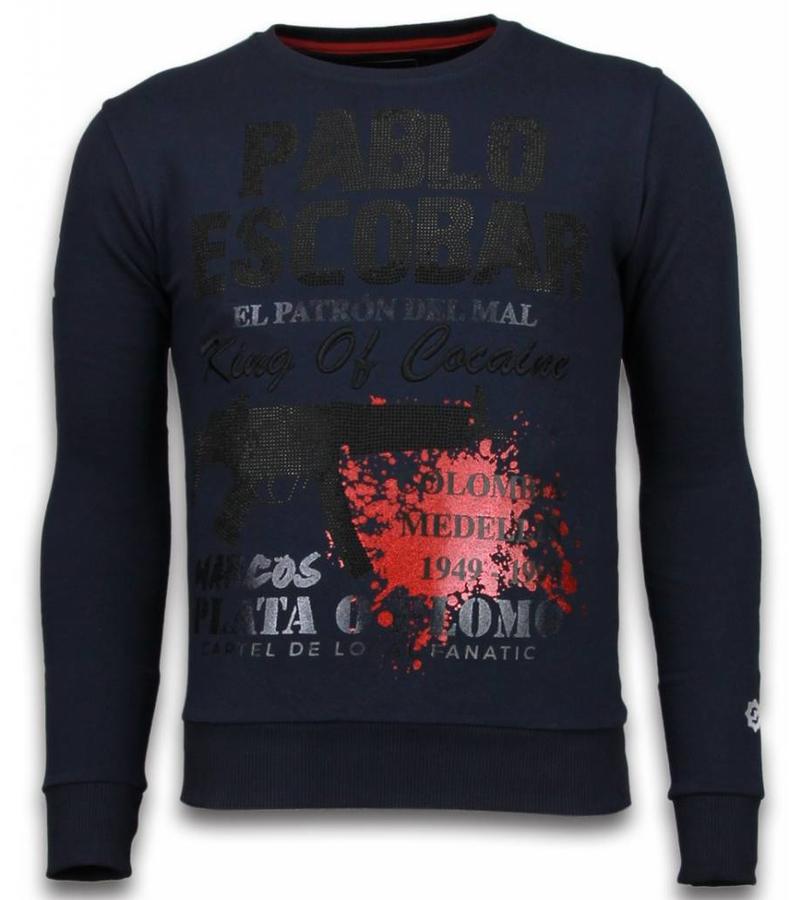 Local Fanatic Sudaderas - Pablo Escobar Rhinestone Sudaderas hombre - Azul