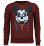 Local Fanatic Sudaderas - Kiss My Mickey Rhinestone Sudaderas hombre - Burdeos