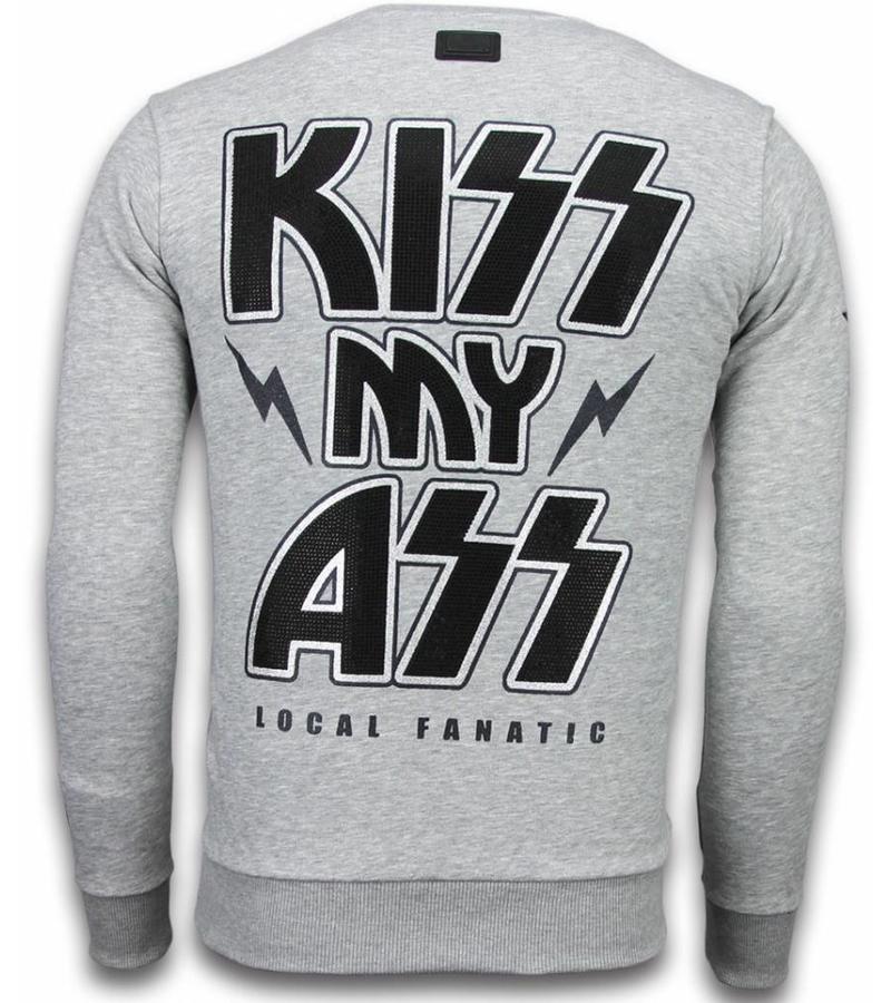 Local Fanatic Sudaderas - Kiss My Mickey Rhinestone Sudaderas hombre - Gris