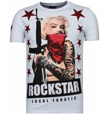 Local Fanatic Camisetas - Marilyn Rockstar Rhinestone Camisetas Personalizadas  - Blanco Local Fanatic Camisetas - Marilyn Rockstar Rhinestone Camisetas Personalizadas  - Blanco