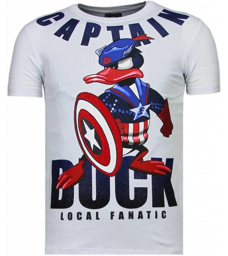 Local Fanatic Camisetas - Captain Duck Rhinestone Camisetas Personalizadas - Blanco