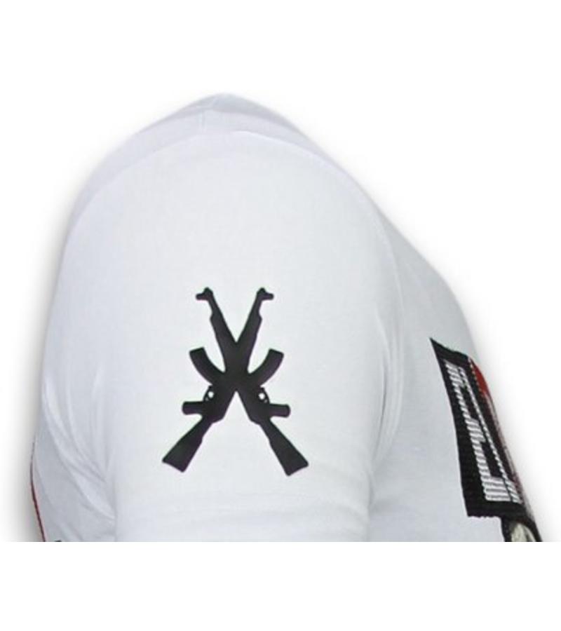 Local Fanatic Camisetas - El Patron Narcos Billionaire Rhinestone Camisetas Personalizadas - Blanco