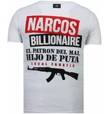 Local Fanatic Camisetas - El Patron Narcos Billionaire Rhinestone Camisetas Personalizadas - Blanco
