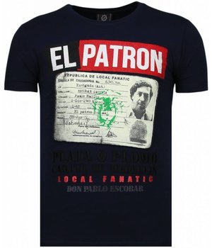 Local Fanatic Camisetas - El Patron Narcos Billionaire Rhinestone Camisetas Personalizadas - Azul