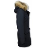 TheBrand Parkas Mujer - Mujeres Wooly Long De Invierno Largo - Parka Bolsillos - Azul