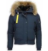 Macleria Parkas Mujer - Mujer Chaqueta De Invierno Unico - Collar De Piel - Azul