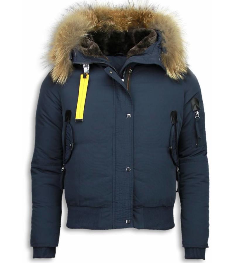 Macleria Parkas Mujer - Mujer Chaqueta De Invierno Unico - Collar De Piel - Azul