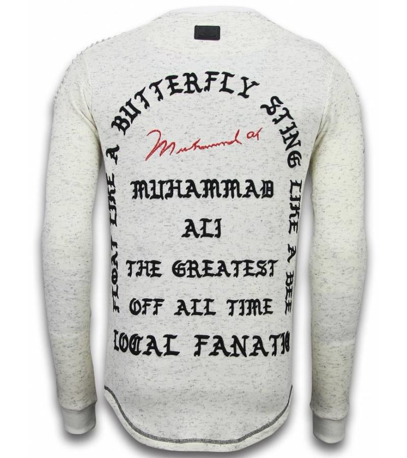 Local Fanatic Suéter De Encaje Largo - Me Siento Como Muhammad - Beige
