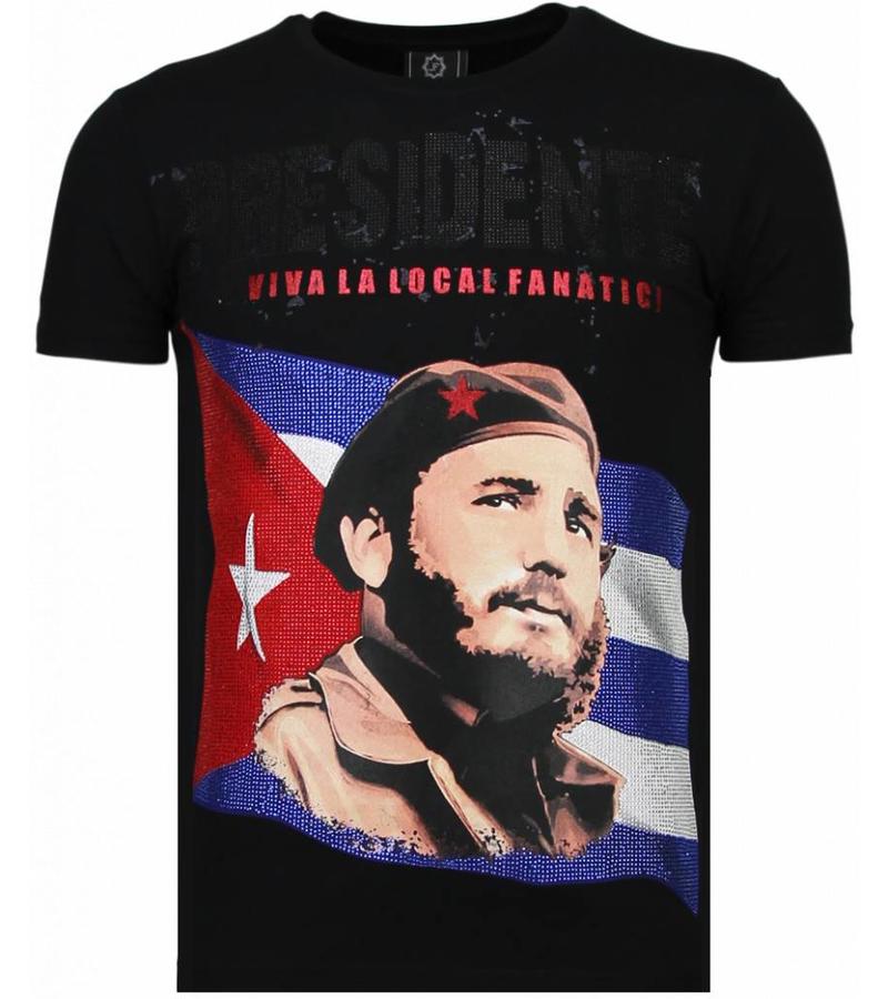 Local Fanatic Camisetas - Che Guevara Comandante Rhinestone Camisetas Personalizadas - Negro