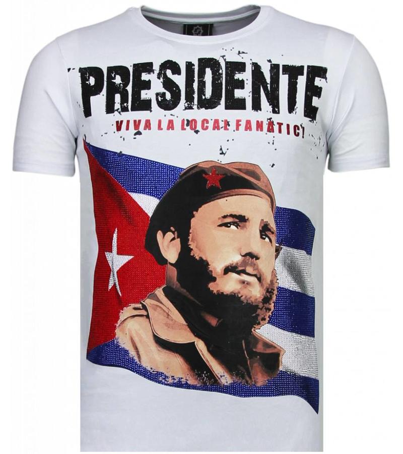 Local Fanatic Camisetas - Che Guevara Comandante Rhinestone Camisetas Personalizadas - Blanco