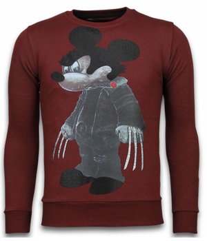 Local Fanatic Sudaderas - Bad Mouse Rhinestone Sudaderas - Burdeos