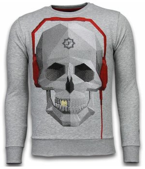 Local Fanatic Sudaderas - Skull Beat Rhinestone Sudaderas - Gris