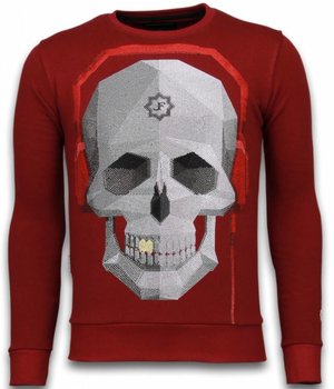Local Fanatic Sudaderas - Skull Beat Rhinestone Sudaderas - Burdeos