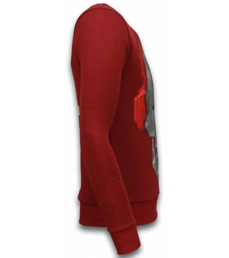 Local Fanatic Sudaderas - Skull Beat Rhinestone Sudaderas - Burdeos