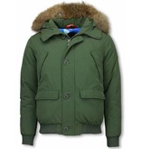 Warren Webber Parkas Hombre - Parka De Invierno Corto - Collar De Piel - Bombardero Chilliwack - Verde