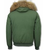 Warren Webber Parkas Hombre - Parka De Invierno Corto - Collar De Piel - Bombardero Chilliwack - Verde