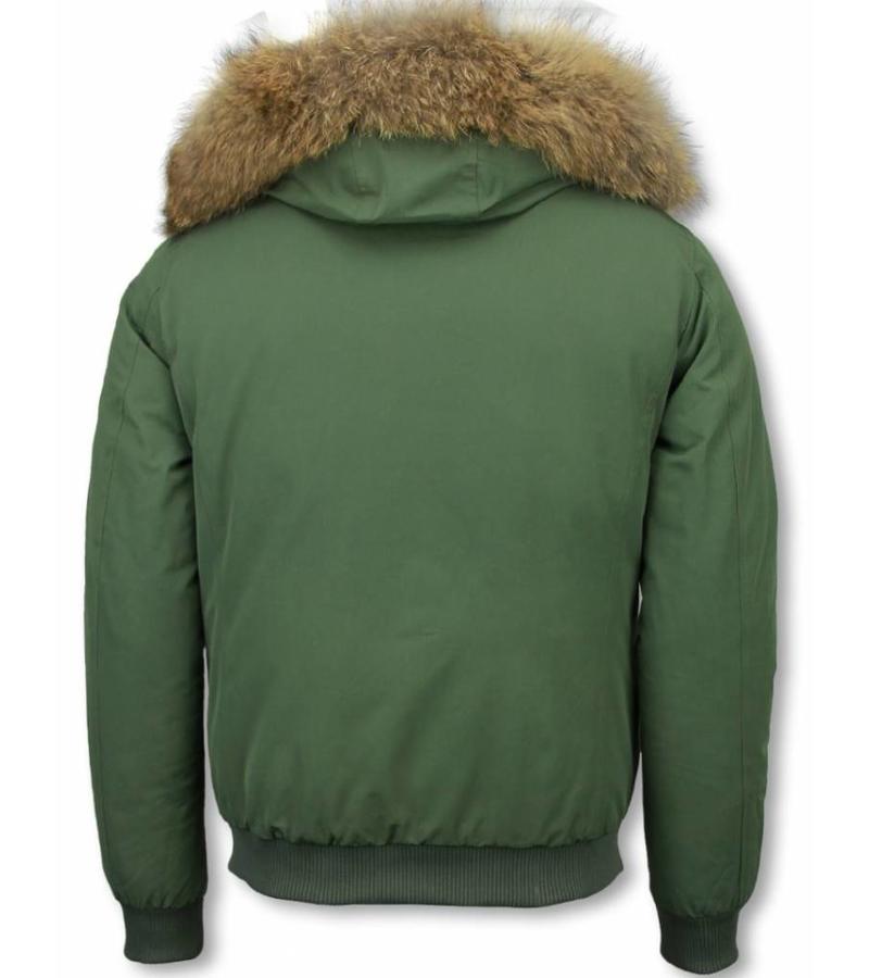 Warren Webber Parkas Hombre - Parka De Invierno Corto - Collar De Piel - Bombardero Chilliwack - Verde