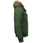 Warren Webber Parkas Hombre - Parka De Invierno Corto - Collar De Piel - Bombardero Chilliwack - Verde