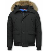 Warren Webber Parkas Hombre - Parka De Invierno Corto - Collar De Piel - Bombardero Chilliwack - Negro