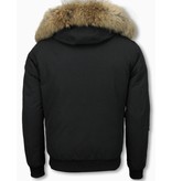 Warren Webber Parkas Hombre - Parka De Invierno Corto - Collar De Piel - Bombardero Chilliwack - Negro