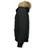 Warren Webber Parkas Hombre - Parka De Invierno Corto - Collar De Piel - Bombardero Chilliwack - Negro