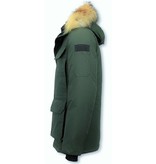 Beluomo Parkas Hombre - Parka De Invierno Media luna - Cuello De Piel - Expedition Parka - Verde