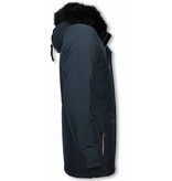 Enos Parkas Hombre - Parka De Invierno Largo - Falso Collar De Piel - Exclusiva Boton Parka - Negro