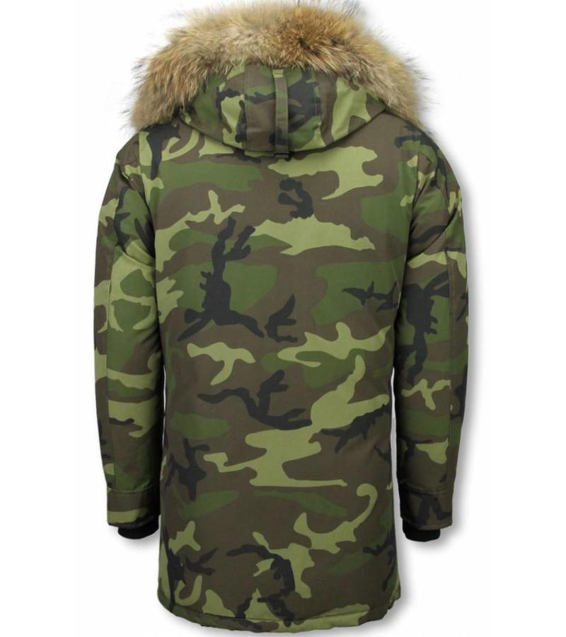 Y chromosome Parka Hombre - Chaqueta De Invierno Largo - Collar De Piel - Parka Exclusiva De Camuflaje