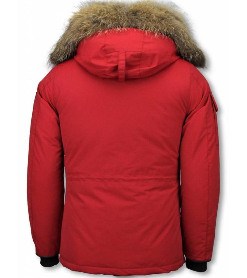 Matogla Parkas Mujer - Chaqueta De Invierno Media Luna - Cuello De Piel - Expedition Parka - Rojo