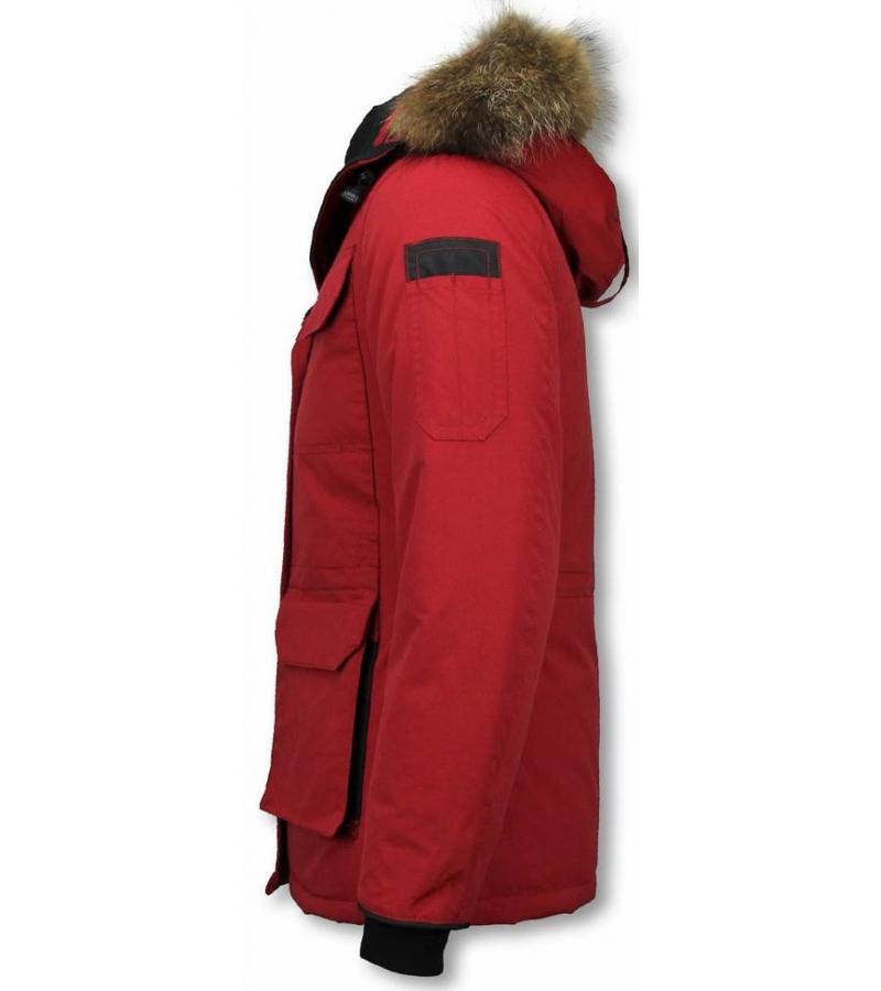 Matogla Parkas Mujer - Chaqueta De Invierno Media Luna - Cuello De Piel - Expedition Parka - Rojo