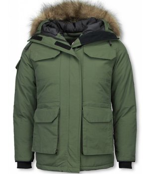 Matogla Parkas Mujer - Chaqueta De Invierno Media Luna - Cuello De Piel - Expedition Parka - Verde