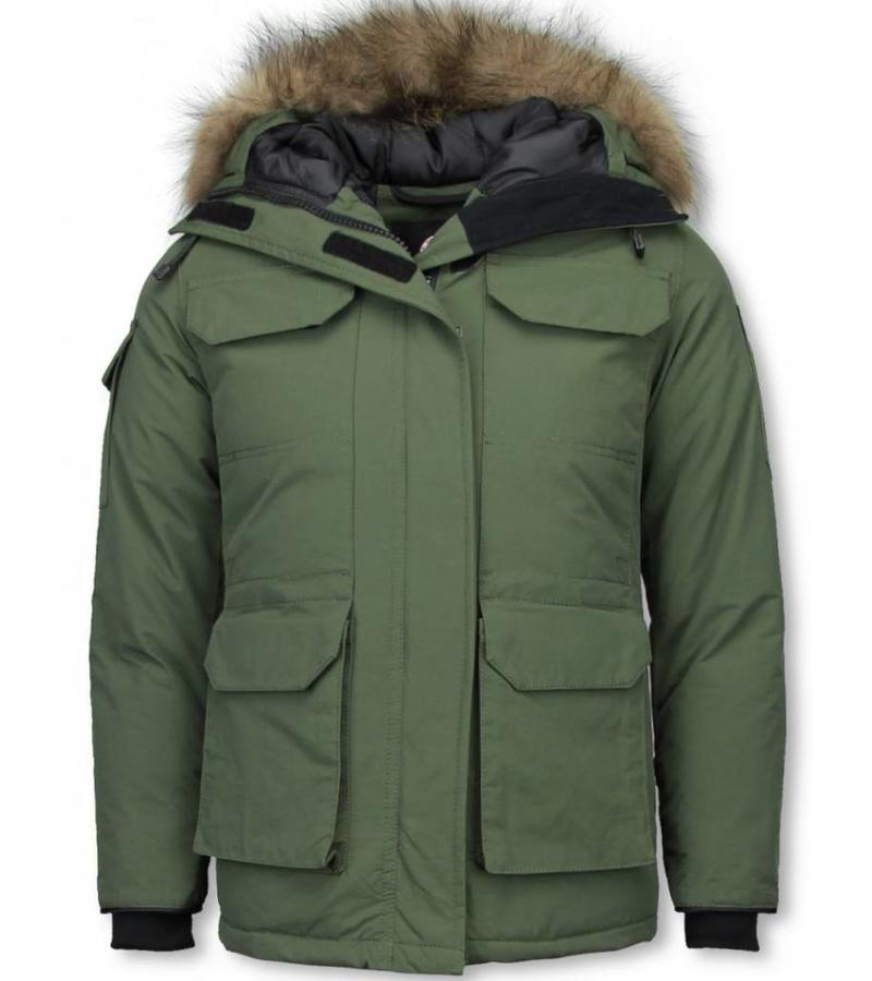 Matogla Parkas Mujer - Chaqueta De Invierno Media Luna - Cuello De Piel - Expedition Parka - Verde