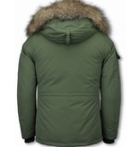 Matogla Parkas Mujer - Chaqueta De Invierno Media Luna - Cuello De Piel - Expedition Parka - Verde