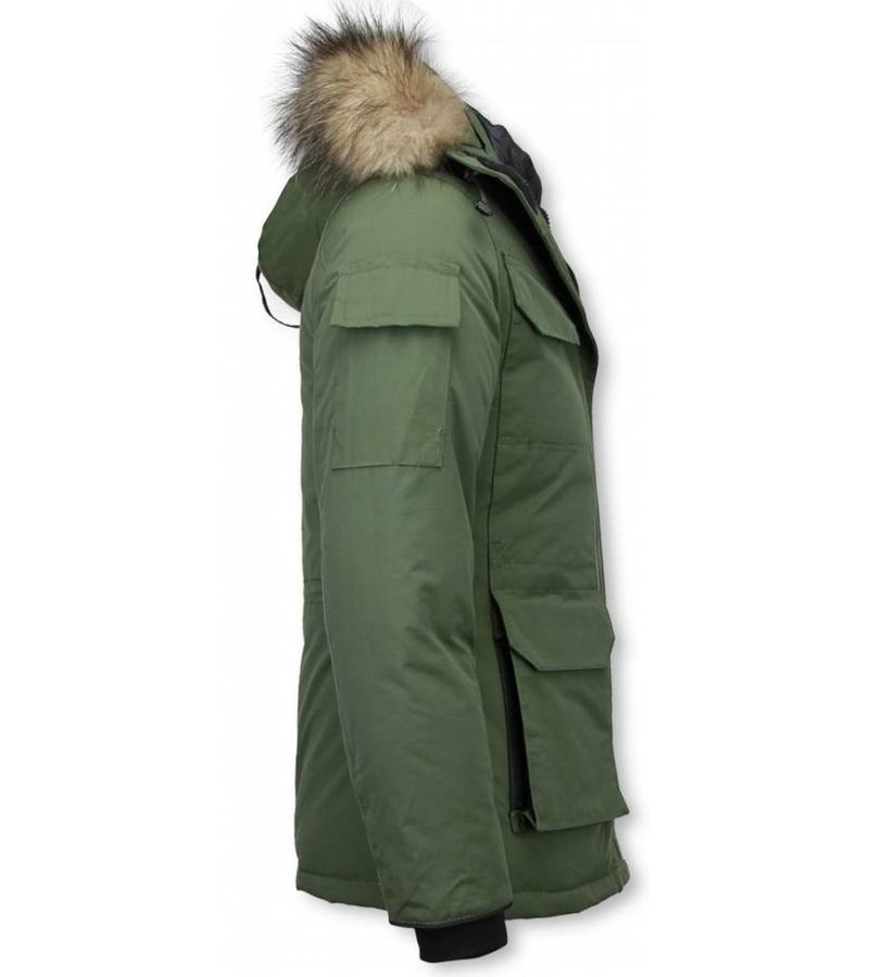 Matogla Parkas Mujer - Chaqueta De Invierno Media Luna - Cuello De Piel - Expedition Parka - Verde