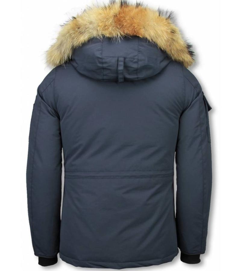 Matogla Parkas Mujer - Chaqueta De Invierno Media Luna - Cuello De Piel - Expedition Parka - Azul