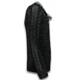 Black Number Jersey De Punto Para Hombre - Botón Exclusivo Para Bufanda - Negro