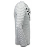 Black Number Jersey De Punto Para Hombre - Botón Exclusivo Para Bufanda - Gris