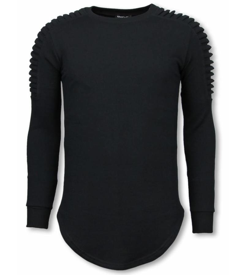 Uniplay Sudaderas Hombre - Suéter Longfit - Hombro Biker - Negro