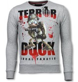 Local Fanatic Sudaderas - Pato de terror - Rhinestone Sudaderas - Gris