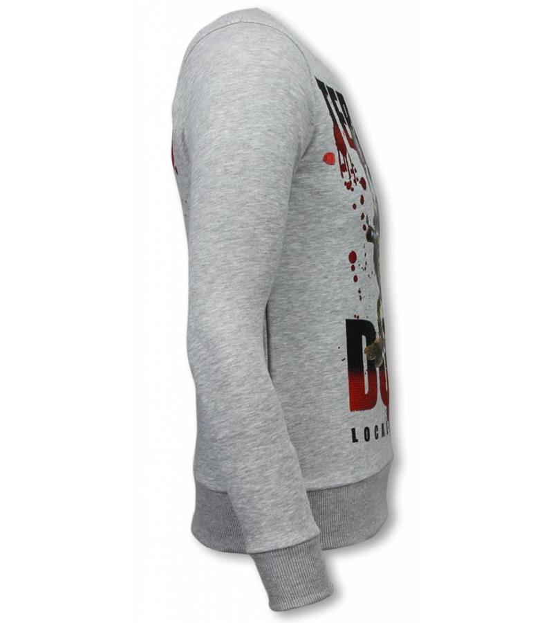 Local Fanatic Sudaderas - Pato de terror - Rhinestone Sudaderas - Gris