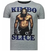 Local Fanatic Camisetas - Kimbo Slice - Rhinestone Camisetas - Gris