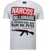 Local Fanatic Camisetas - El Patron Narcos Billionaire- Rhinestone Camisetas - Blanco