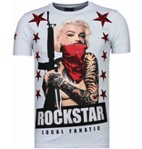 Local Fanatic Camisetas - Marilyn Rockstar - Rhinestone Camisetas - Blanco
