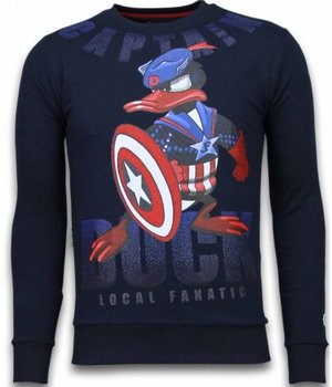 Local Fanatic Sudaderas - Captain Duck Rhinestone Sudaderas - Azul