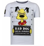 Local Fanatic Camisetas - Bad Dog -  Rhinestone Camisetas -  Blanco