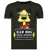 Local Fanatic Camisetas - Bad Dog -  Rhinestone Camisetas -  Verde