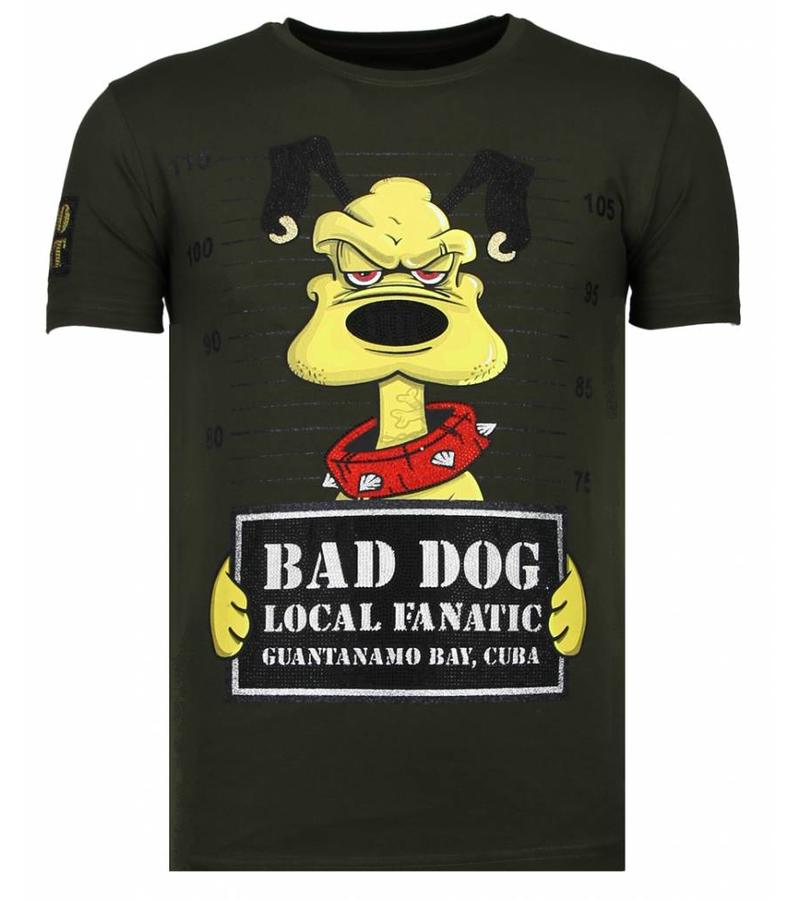 Local Fanatic Camisetas - Bad Dog -  Rhinestone Camisetas -  Verde