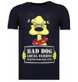 Local Fanatic Camisetas - Bad Dog -  Rhinestone Camisetas -  Azul