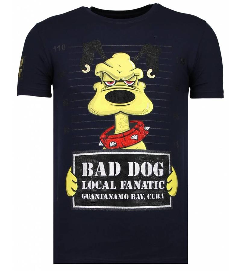 Local Fanatic Camisetas - Bad Dog -  Rhinestone Camisetas -  Azul
